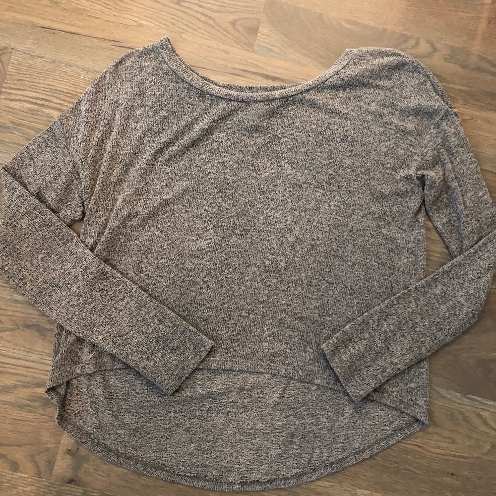 Brown High-Low Spring Weave Sweater - Picture 2 of 2